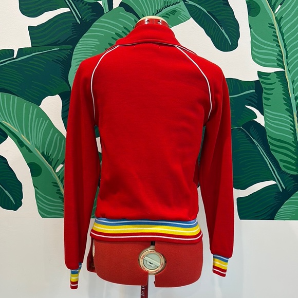 ❤️🤍💛🩵❤️ Vintage 70s/80s Red AthleticJacket with Striped Cuffs ❤️🤍💛🩵❤️ - Picture 6 of 7